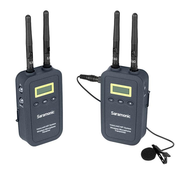 Saramonic VmicLink5 HiFi RX5+TX5 5.8GHz Wireless Lavalier System with Portable 3-Channel Camera-Mountable Receiver - Audio - Saramonic - Helix Camera 