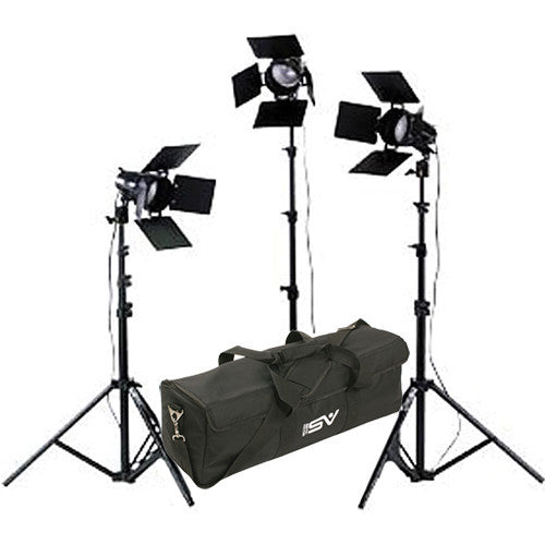Smith Victor K33B 3-Light 1800-watt Portable Attache Kit with Barndoors (401420) - Lighting-Studio - Smith-Victor - Helix Camera 