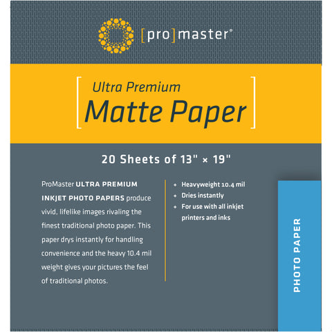 ProMaster Ultra Premium Matte Paper - 13"x19" - 20 Sheets - Print-Scan-Present - ProMaster - Helix Camera 