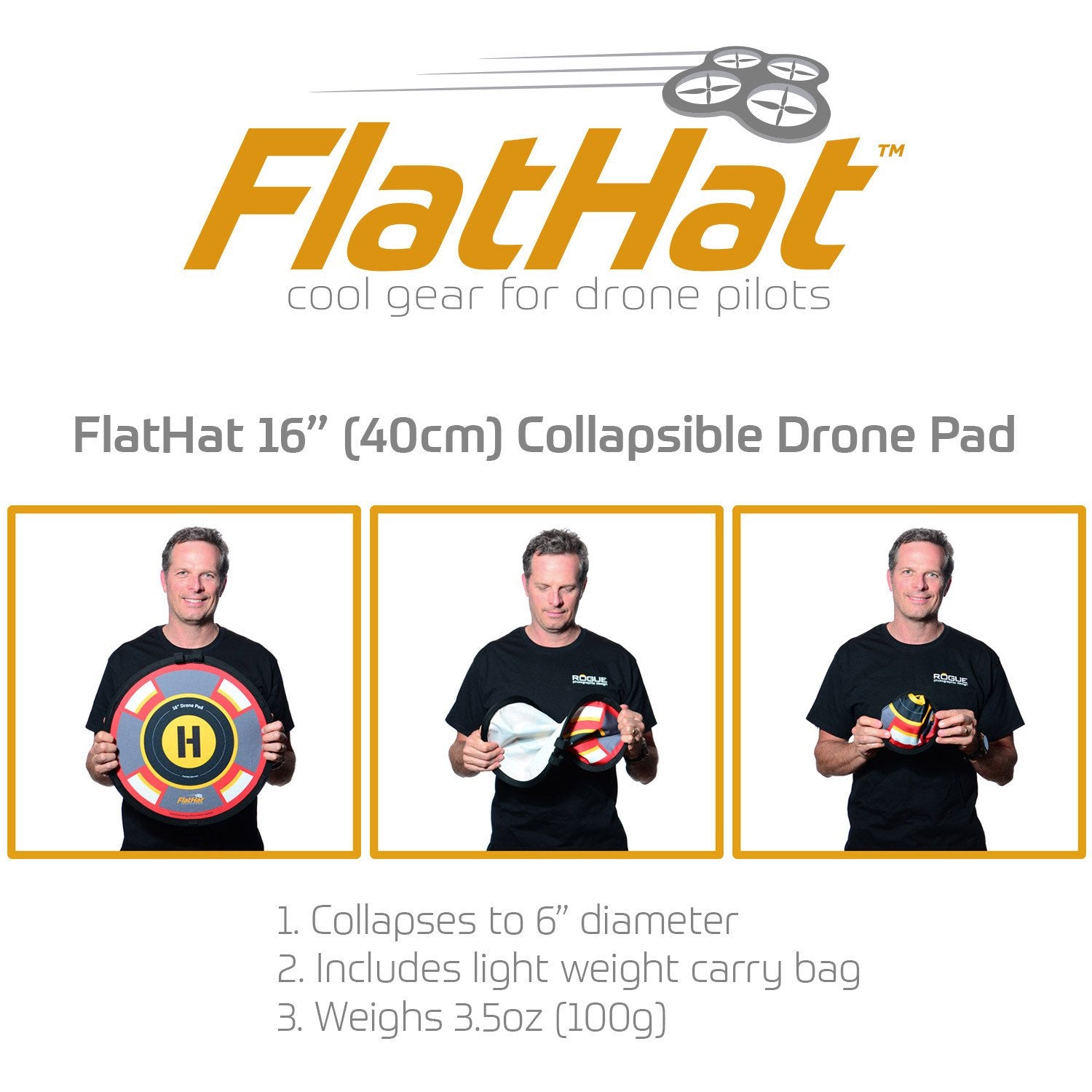 FlatHat 16" (40cm) Collapsible Drone Pad - Red Gold - Photo-Video - ExpoImaging - Helix Camera 