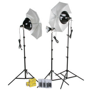 Smith Victor KT800 3-Light 1250-Watt Thrifty Photoflood Kit with Umbrellas - Lighting-Studio - Smith-Victor - Helix Camera 