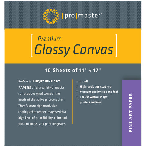 ProMaster Premium Glossy Canvas - 11"x17" - 10 Sheets - Print-Scan-Present - ProMaster - Helix Camera 