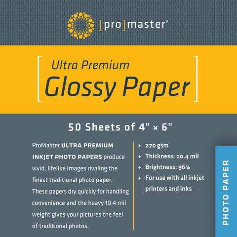 ProMaster Ultra Premium Glossy Paper - 4"x6" - 50 Sheets - Print-Scan-Present - ProMaster - Helix Camera 