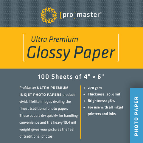ProMaster Ultra Premium Glossy Paper - 4"x6" - 100 Sheets - Print-Scan-Present - ProMaster - Helix Camera 