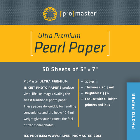 ProMaster Ultra Premium Pearl Paper - 5"x7" - 50 Sheets - Print-Scan-Present - ProMaster - Helix Camera 