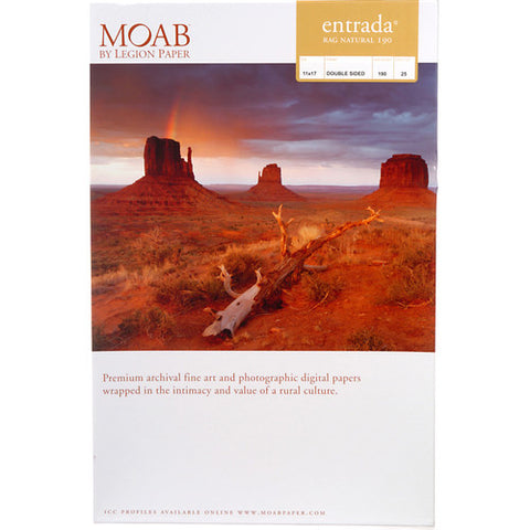 Moab Entrada Rag Natural 190 11 x 17 [25 sheets] R08-ERN190111725 - Print-Scan-Present - Moab - Helix Camera 