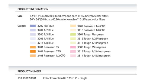 Rosco Color Correction Filter Kit - 12"x12" - Lighting-Studio - Rosco - Helix Camera 
