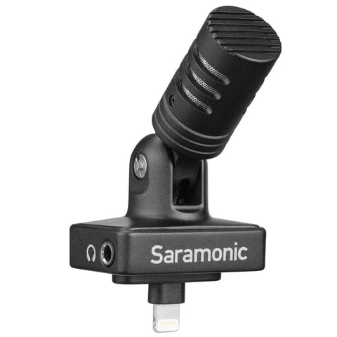 Saramonic SmartMic-Di Stereo Microphone with Lightning Connector for Apple iPhone & iPad with Built-In Headphone Output, Foam & Furry Windscreens - Audio - Discontinued - Helix Camera 