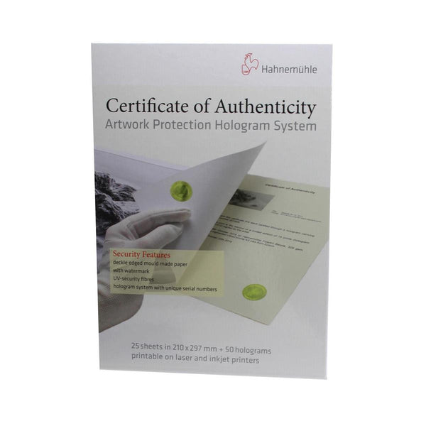 Hahnemuhle Certificate Of Authenticity - (A4) 25 sheet packs 10640397 - Print-Scan-Present - Hahnemuhle - Helix Camera 